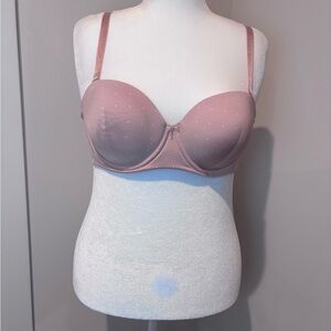 Torrid Push-Up Strapless Bra 42B • Rose-Pink Polka Dot • Excellent Pre-Owned